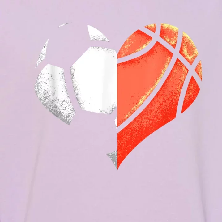 Soccer Basketball Ball Heart Football Valentines Day Garment-Dyed Sweatshirt