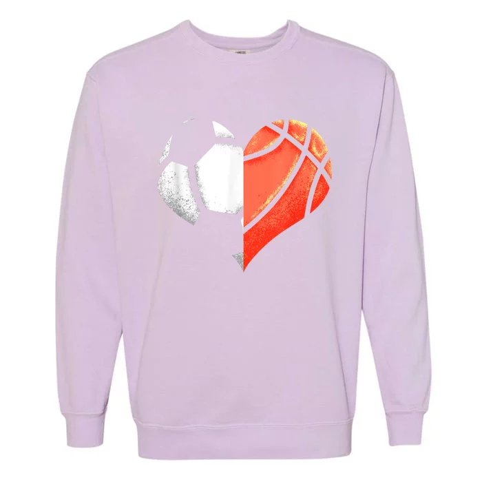 Soccer Basketball Ball Heart Football Valentines Day Garment-Dyed Sweatshirt