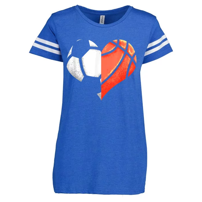 Soccer Basketball Ball Heart Football Valentines Day Enza Ladies Jersey Football T-Shirt