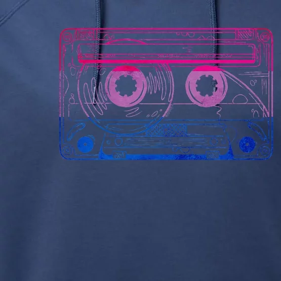 Subtle Bisexual Bi Pride Flag Cassette Performance Fleece Hoodie