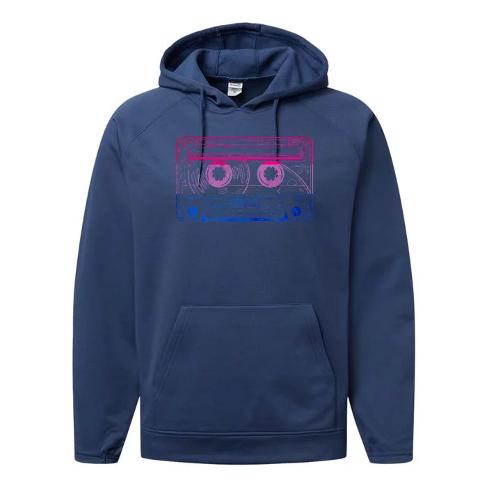 Subtle Bisexual Bi Pride Flag Cassette Performance Fleece Hoodie