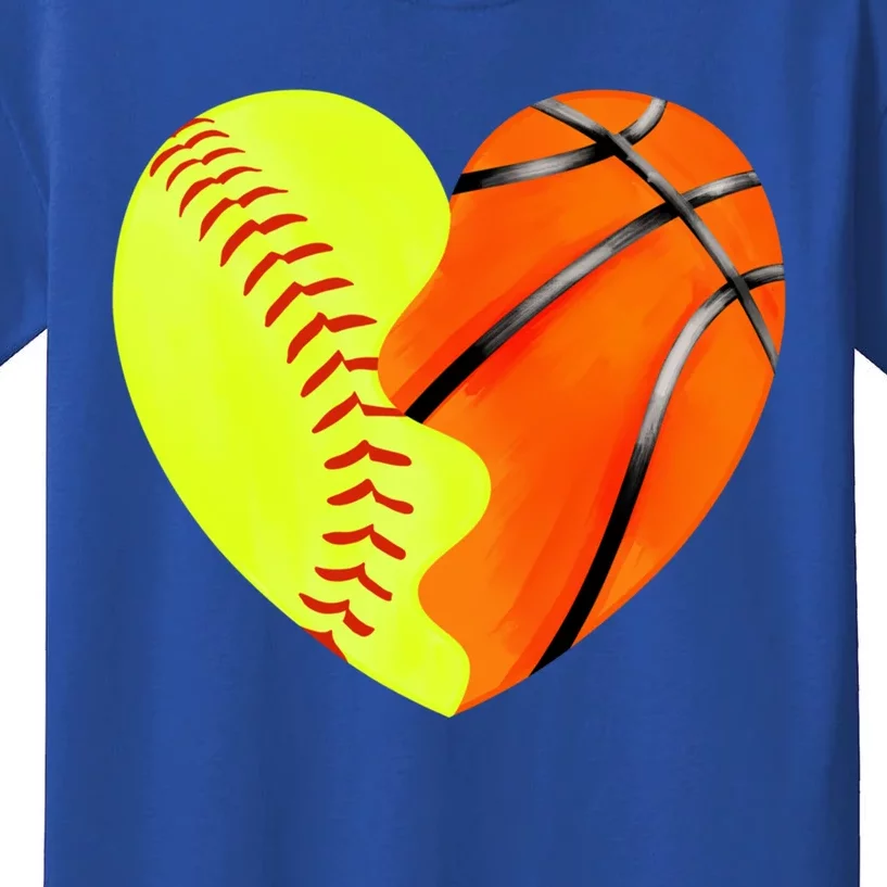 Softball Basketball Basketball Dad Softball Mom Gift Kids T-Shirt