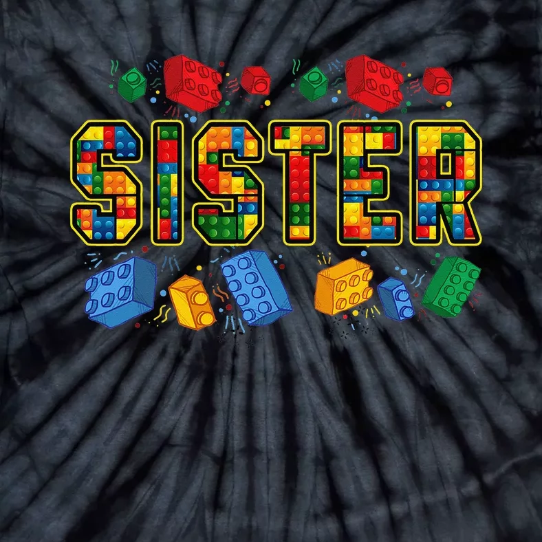 Sister Brick Builder Funny Blocks Master Builder Tie-Dye T-Shirt