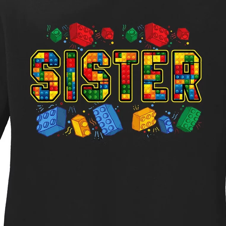 Sister Brick Builder Funny Blocks Master Builder Ladies Long Sleeve Shirt