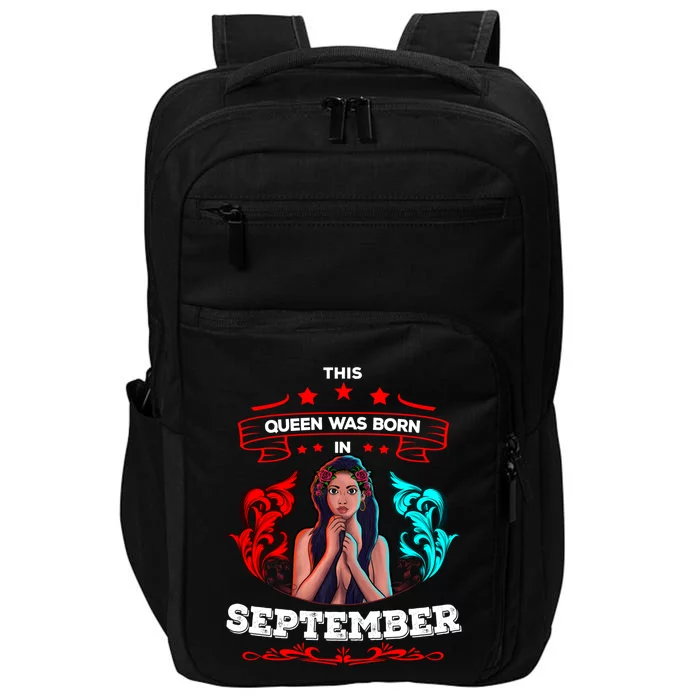 September Birthday Black African American Afro Queen Born Gift Impact Tech Backpack