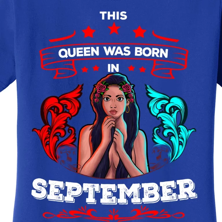 September Birthday Black African American Afro Queen Born Gift Women's T-Shirt