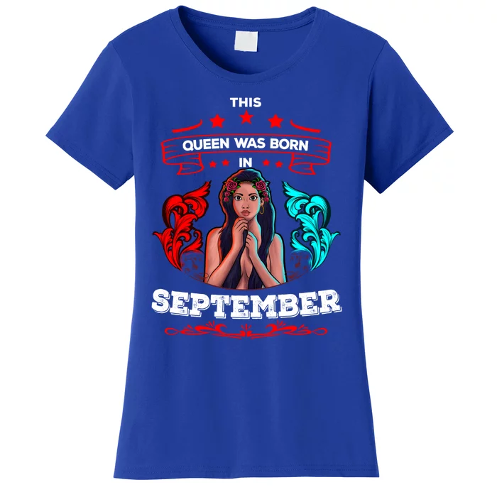 September Birthday Black African American Afro Queen Born Gift Women's T-Shirt