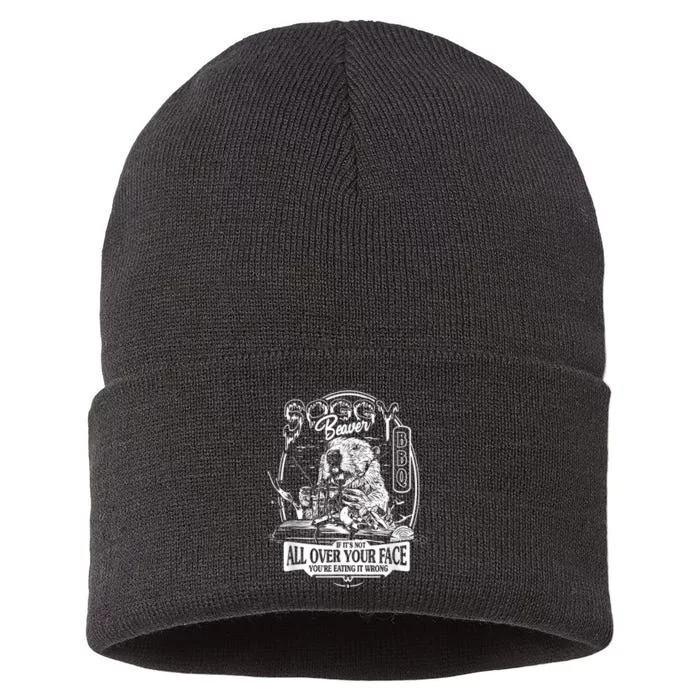 Soggy Beaver Bbq If Its Not All Over Your Face Sustainable Knit Beanie