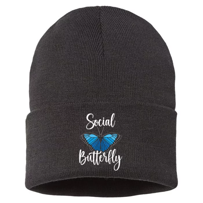 Social Butterfly Behavior Extroverted Extrovert Sustainable Knit Beanie