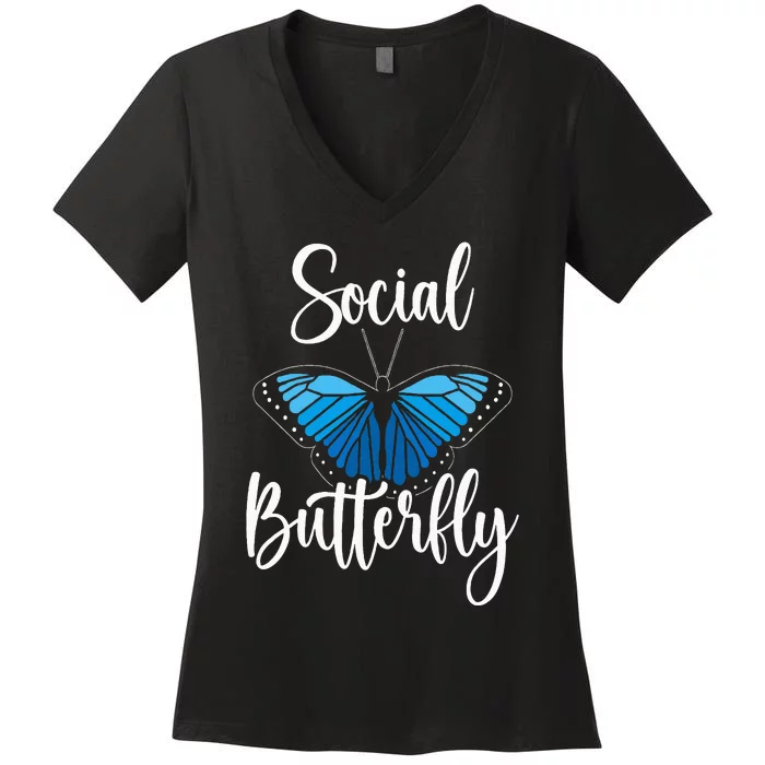 Social Butterfly Behavior Extroverted Extrovert Women's V-Neck T-Shirt