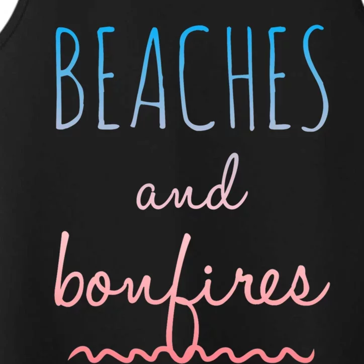 Summer Beaches Bonfires Love Saying Vacation Cute Ombre Pink Gift Performance Tank