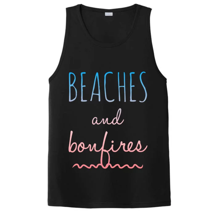 Summer Beaches Bonfires Love Saying Vacation Cute Ombre Pink Gift Performance Tank