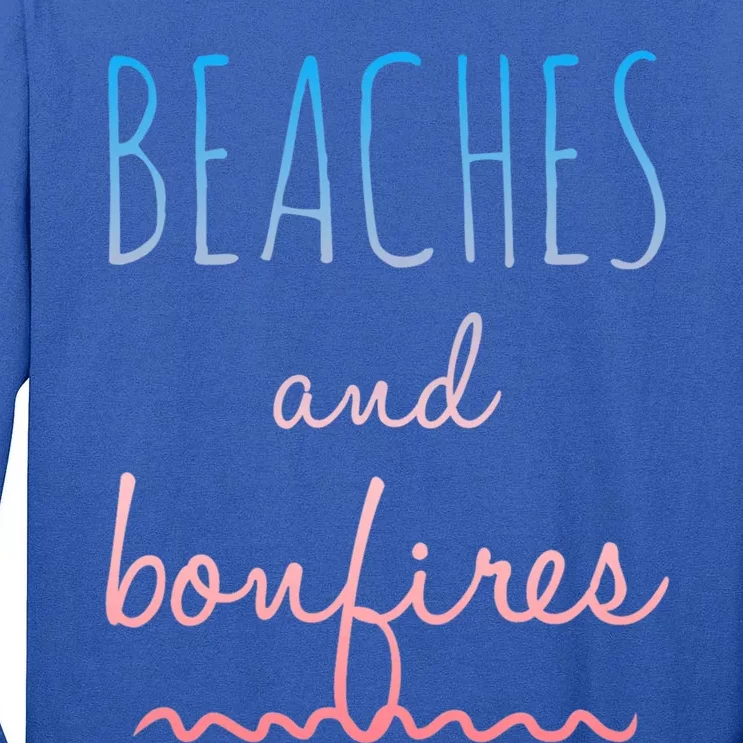 Summer Beaches Bonfires Love Saying Vacation Cute Ombre Pink Gift Tall Long Sleeve T-Shirt