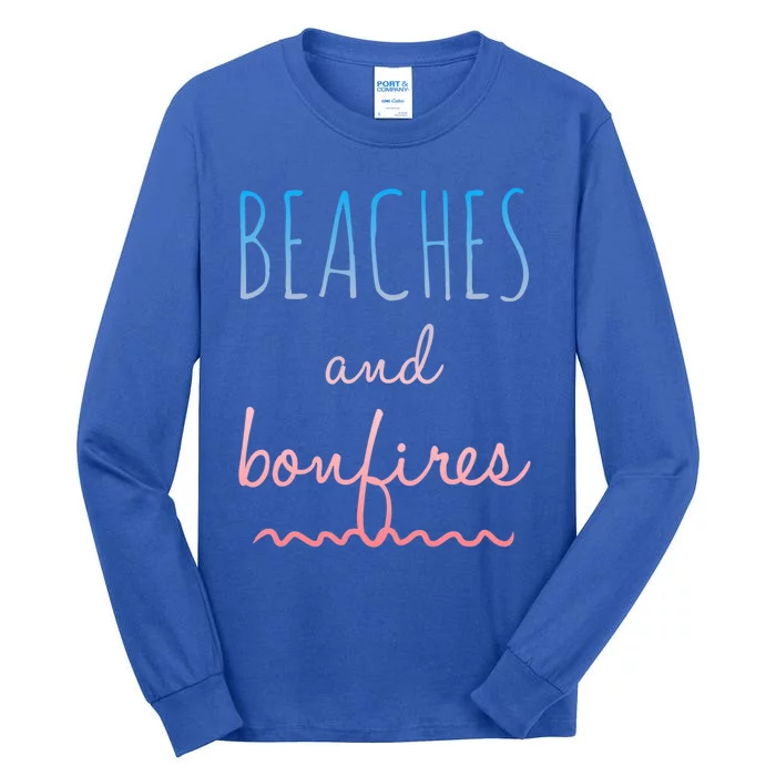 Summer Beaches Bonfires Love Saying Vacation Cute Ombre Pink Gift Tall Long Sleeve T-Shirt