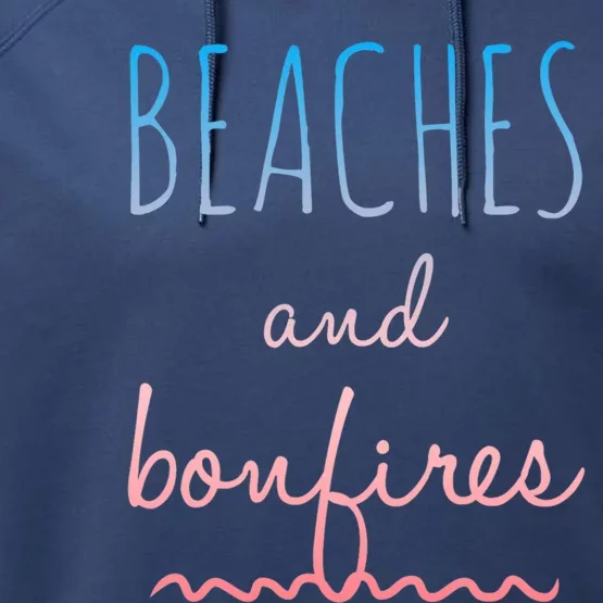 Summer Beaches Bonfires Love Saying Vacation Cute Ombre Pink Gift Performance Fleece Hoodie