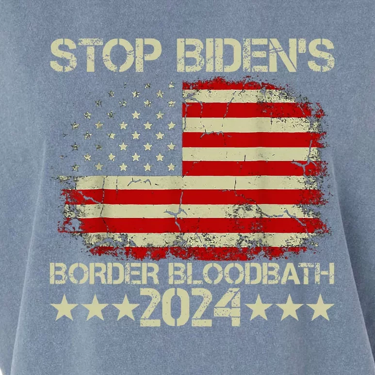 Stop BidenS Border Bloodbath Saying Trump Garment-Dyed Women's Muscle Tee