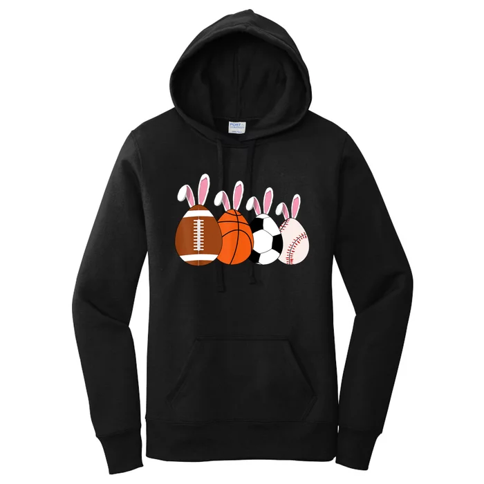 Soccer Basketball Baseball Football Sports Easter Rabbits Women's Pullover Hoodie