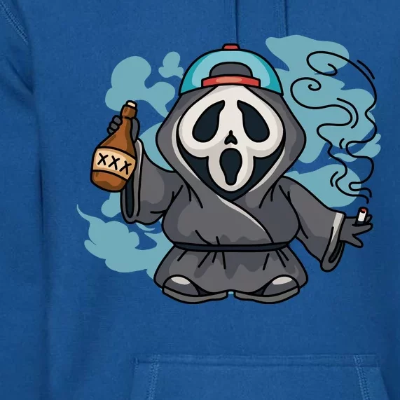 Skeleton Beer Cigar Funny Halloween Premium Hoodie