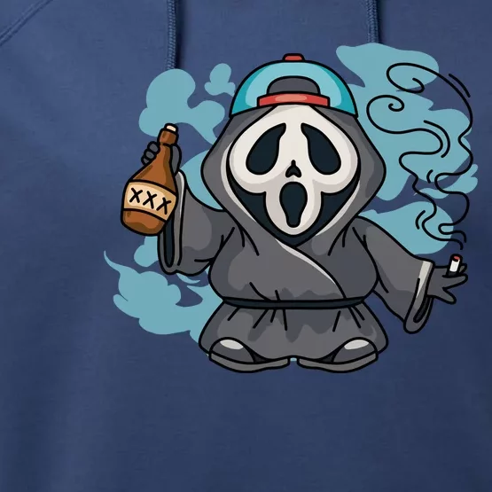 Skeleton Beer Cigar Funny Halloween Performance Fleece Hoodie