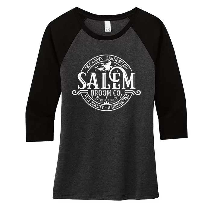 Salem Broom Company Est 1692 Halloween Classic Funny Women's Tri-Blend 3/4-Sleeve Raglan Shirt