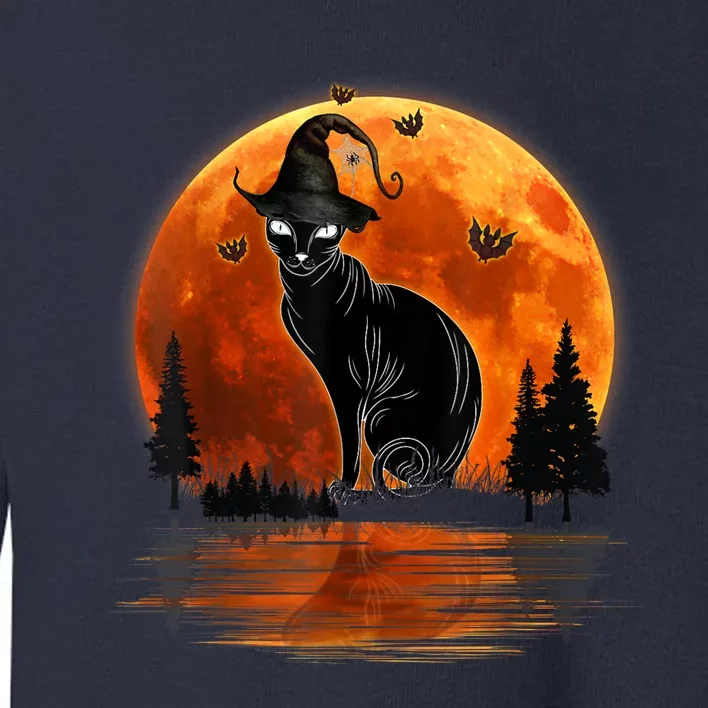 Scary Black Cat Halloween Moon Toddler Sweatshirt