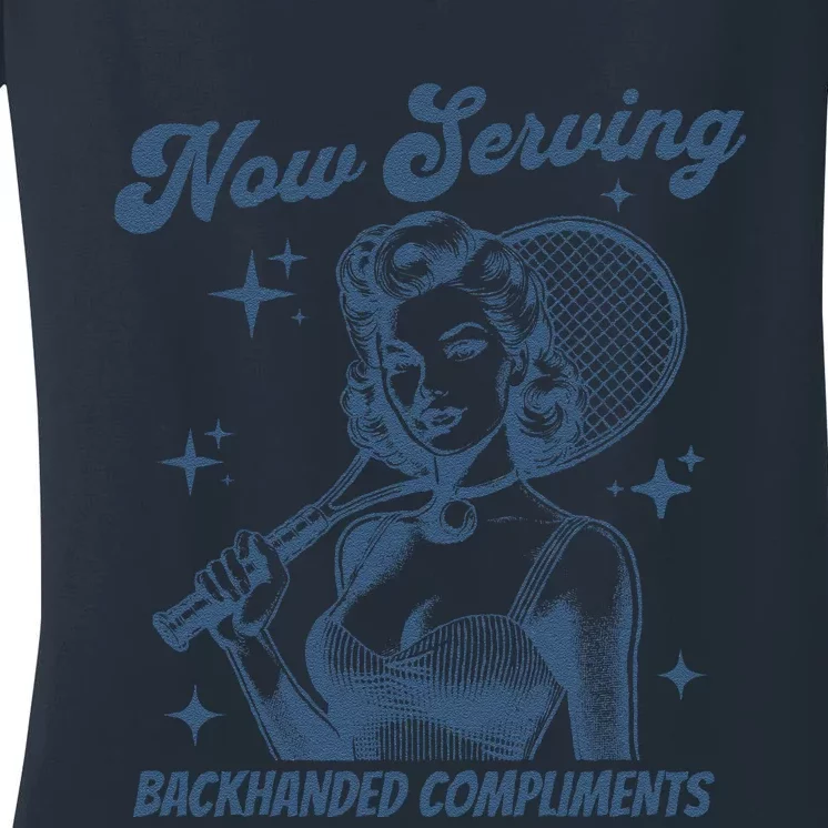 Serving Backhanded Compliments Retro Women's V-Neck T-Shirt