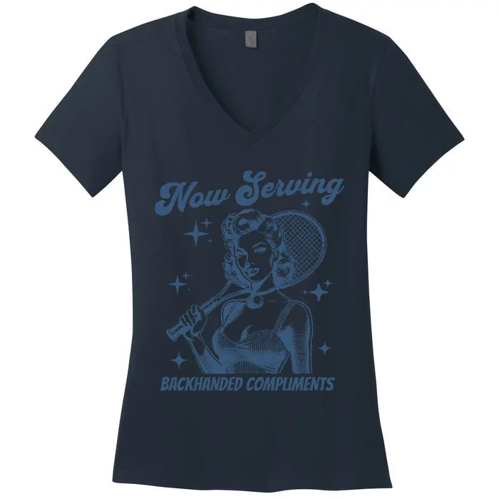 Serving Backhanded Compliments Retro Women's V-Neck T-Shirt