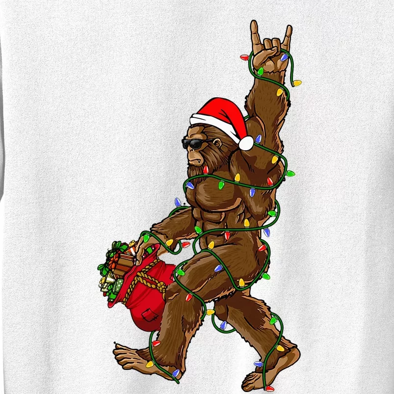 Santa Bigfoot Christmas Lights Rock Funny Sasquatch Believe Sweatshirt