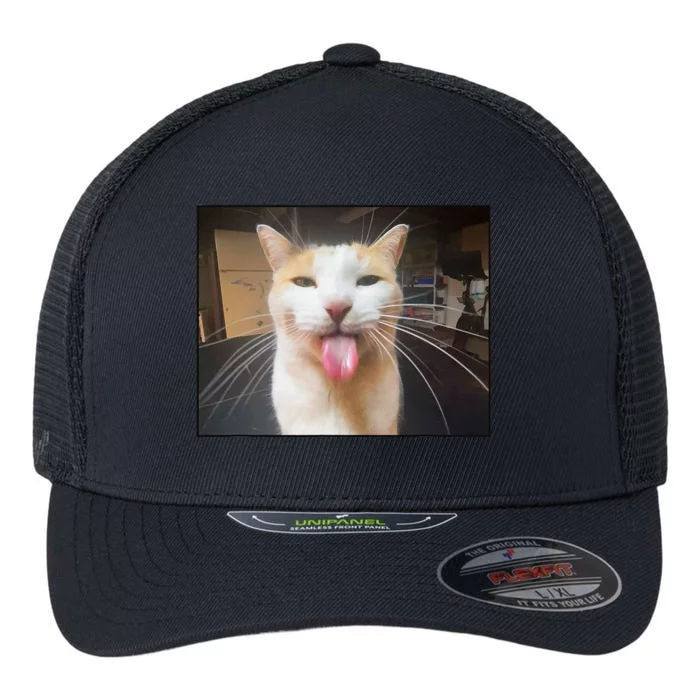 Silly Bleh Cat Meme Flexfit Unipanel Trucker Cap