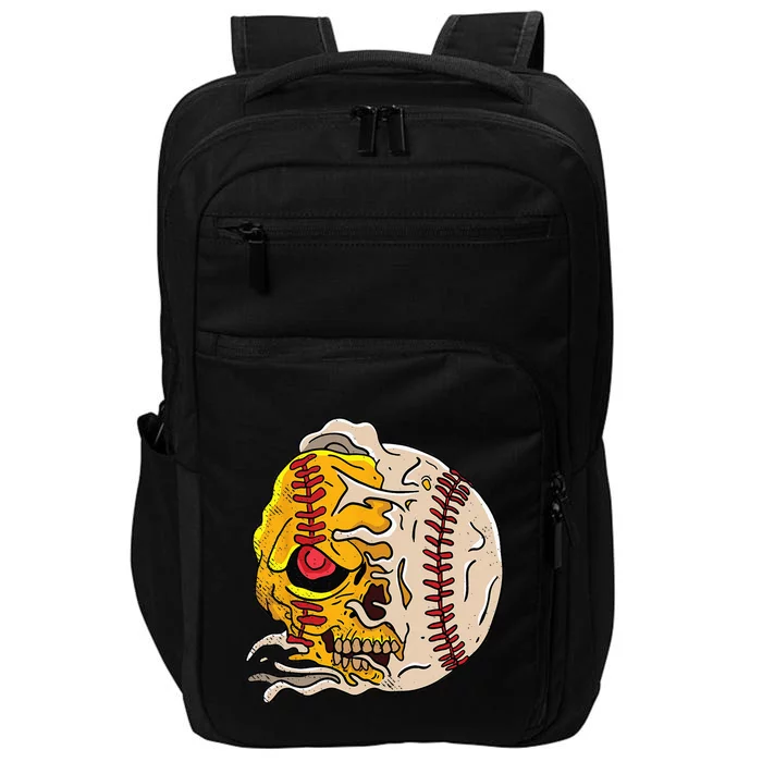 Skull Baseball Cool Skeleton Sports Player Pitcher Catcher Impact Tech Backpack