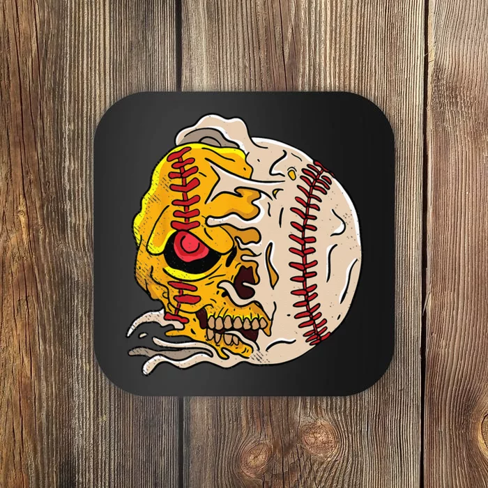 Skull Baseball Cool Skeleton Sports Player Pitcher Catcher Coaster