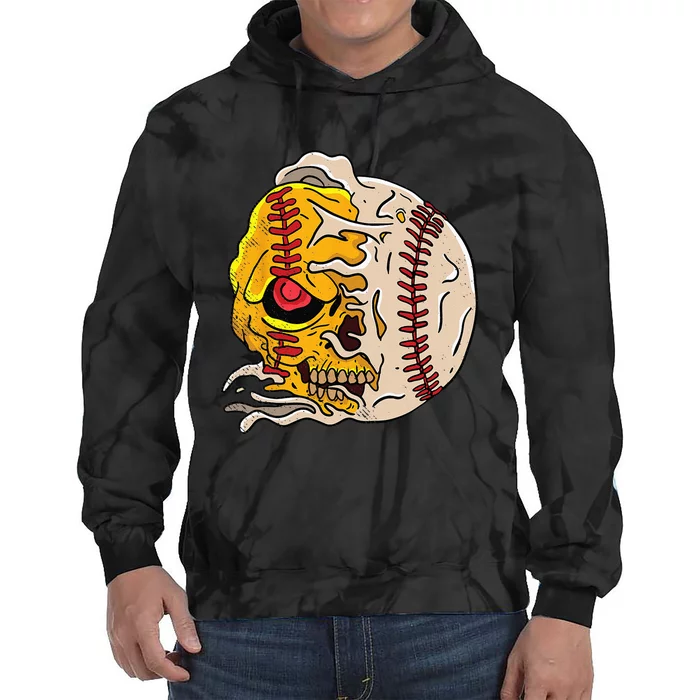 Skull Baseball Cool Skeleton Sports Player Pitcher Catcher Tie Dye Hoodie