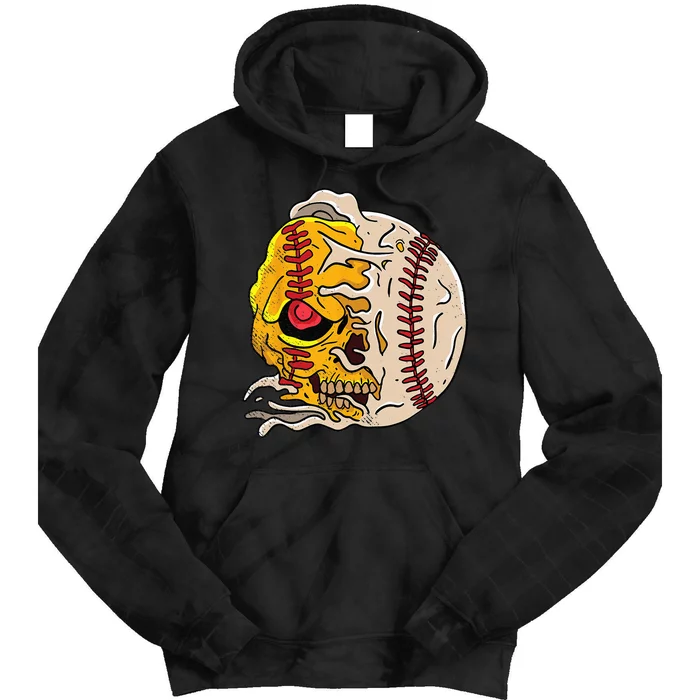 Skull Baseball Cool Skeleton Sports Player Pitcher Catcher Tie Dye Hoodie