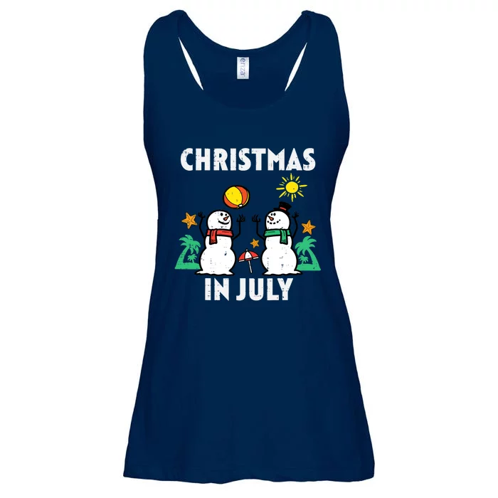 Snowman Beach Christmas In July Xmas Summer Ladies Essential Flowy Tank