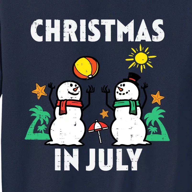 Snowman Beach Christmas In July Xmas Summer Tall Sweatshirt