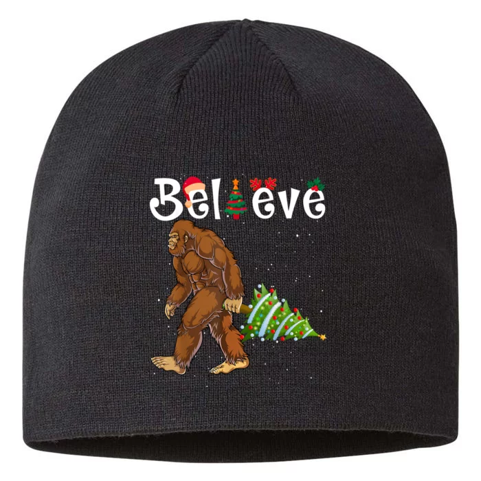 Santa Bigfoot Christmas Lights Rock Funny Sasquatch Believe 8 1/2in Sustainable Knit Beanie