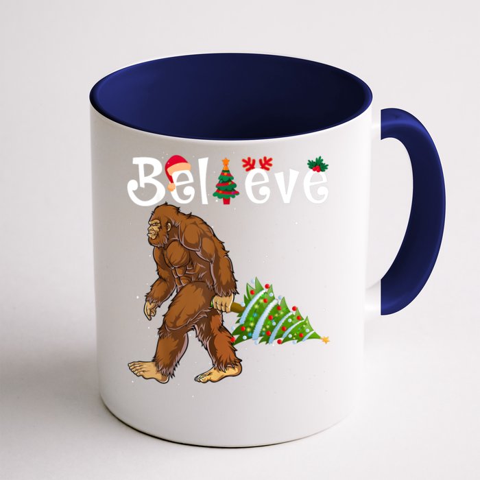 Santa Bigfoot Christmas Lights Rock Funny Sasquatch Believe Front & Back Coffee Mug