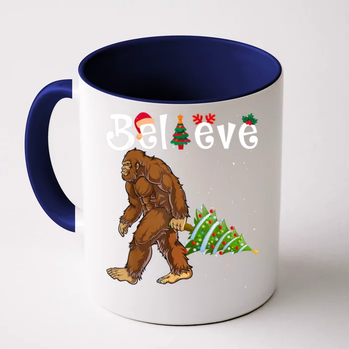 Santa Bigfoot Christmas Lights Rock Funny Sasquatch Believe Front & Back Coffee Mug