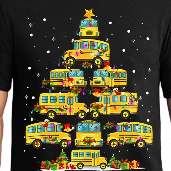 School Bus Christmas Tree Lights Funny Bus Driver Xmas Pjs Pajama Set