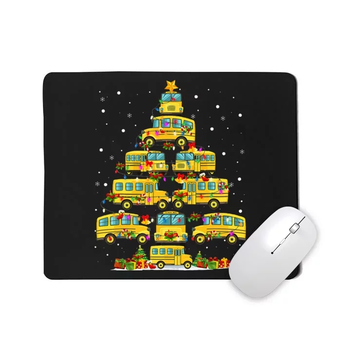 School Bus Christmas Tree Lights Funny Bus Driver Xmas Pjs Mousepad