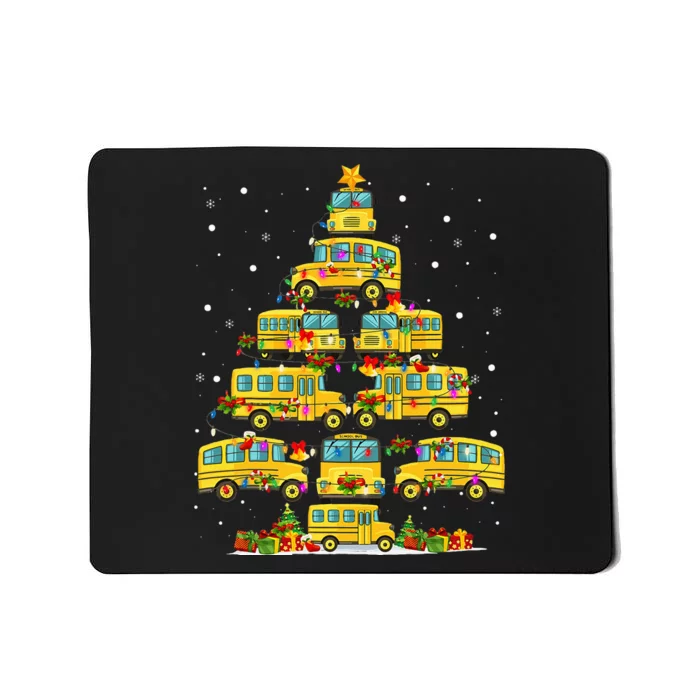 School Bus Christmas Tree Lights Funny Bus Driver Xmas Pjs Mousepad