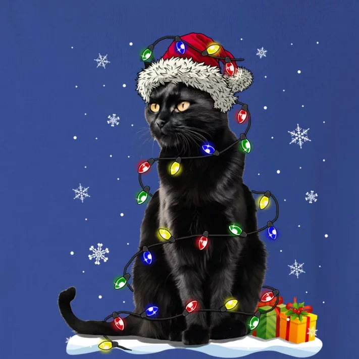 Santa Black Cat Tangled Up In Christmas Tree Lights Holiday Great Gift Toddler Long Sleeve Shirt