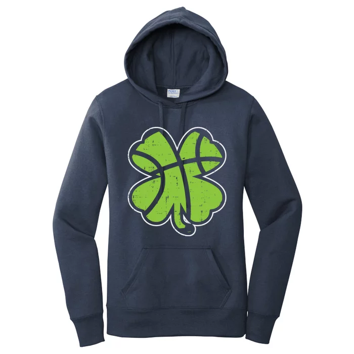 Shamrock Basketball Clover St Patricks Day Lucky Sports Gift Women's Pullover Hoodie