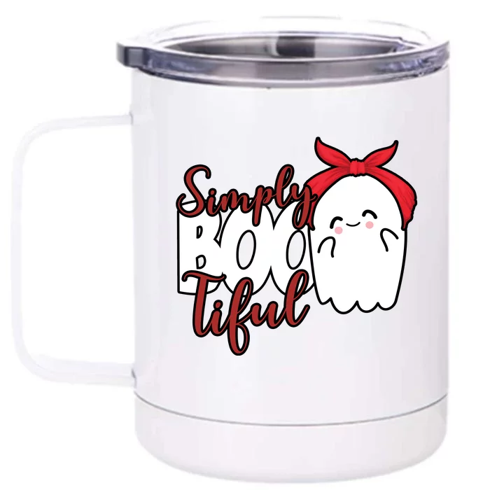 Simply Bootiful Cute Halloween Ghost Front & Back 12oz Stainless Steel Tumbler Cup