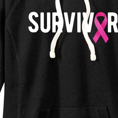 Survivor Breast Cancer Awareness Ribbon Women's Fleece Hoodie