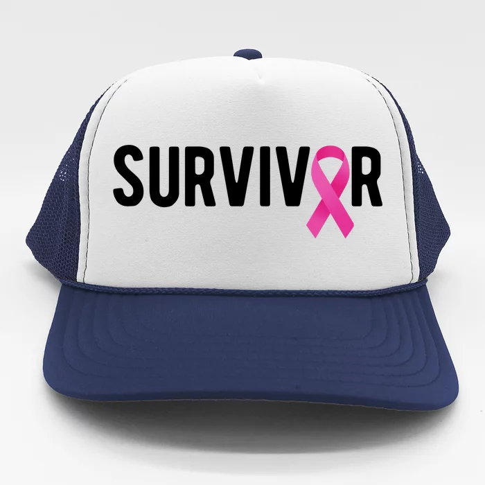 Survivor Breast Cancer Awareness Ribbon Trucker Hat