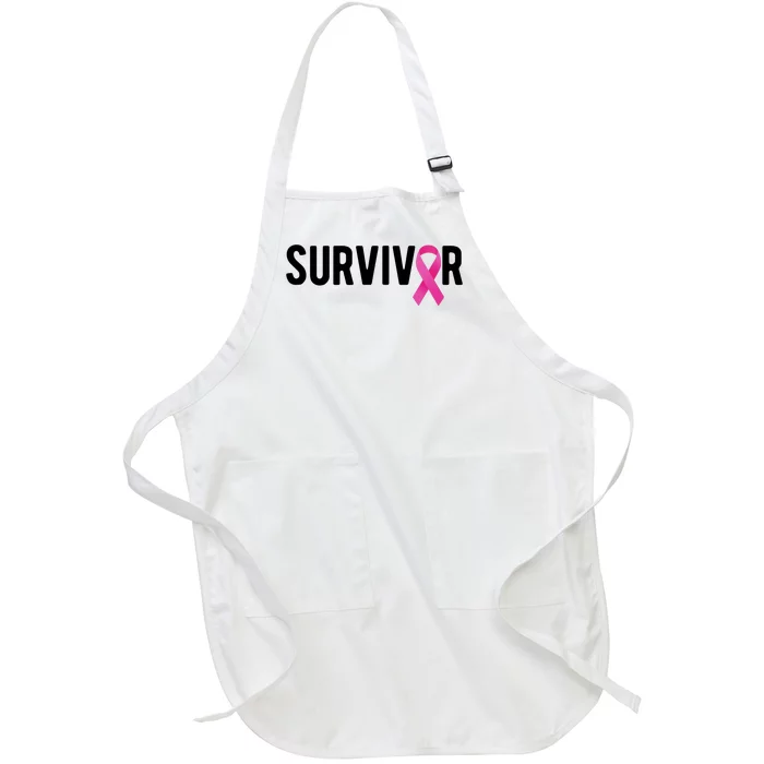 Survivor Breast Cancer Awareness Ribbon Full-Length Apron With Pocket