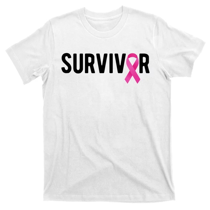 Survivor Breast Cancer Awareness Ribbon T-Shirt