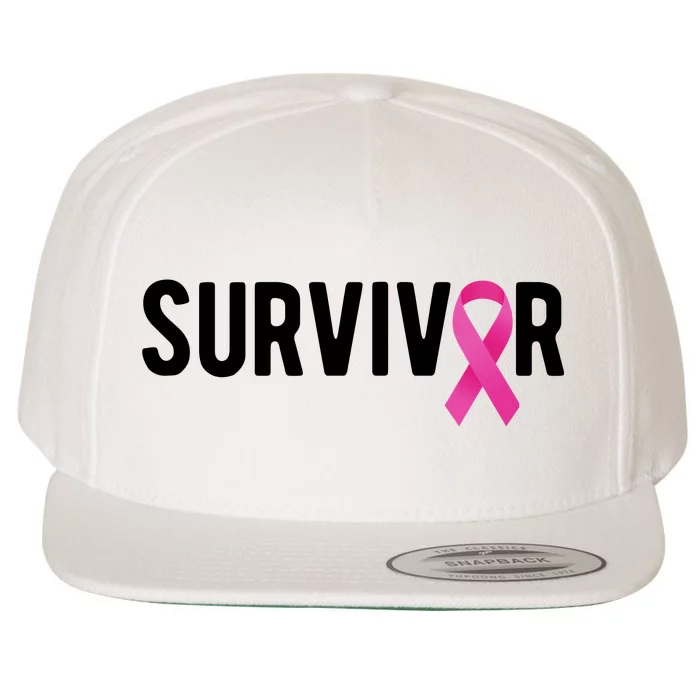 Survivor Breast Cancer Awareness Ribbon Wool Snapback Cap