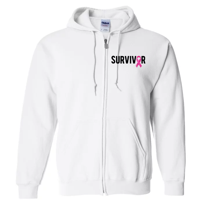 Survivor Breast Cancer Awareness Ribbon Full Zip Hoodie